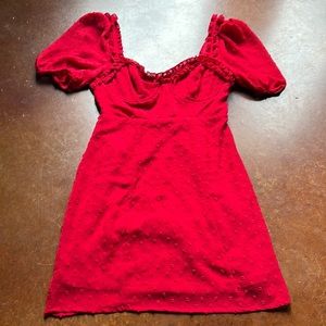 Forever 21 Red Polka Puff Sleeve Dress